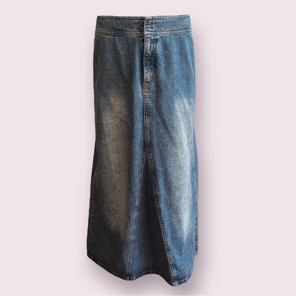 liz claiborne vintage light wash denim maxi skirt